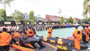 Sinergi Tangguh Hadapi Musim Hujan, Polresta Banyuwangi Gelar Apel Kesiapsiagaan Bencana Hidrometeorologi