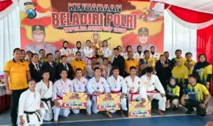 Semangat Hari Bhayangkara ke-80, Tim Beladiri Polresta Banyuwangi Sabet Medali Perunggu Kapolda Jatim Cup 2026